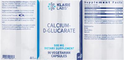 Calcium-D-Glucarate 500 mg label