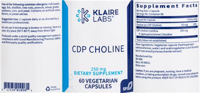 CDP Choline 250 mg label