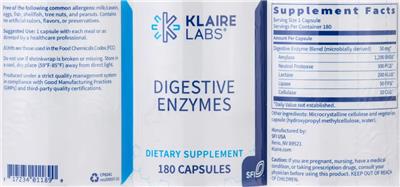Digestive Enzymes label