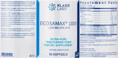 Eicosamax 1000 Natural Lemon Flavor label