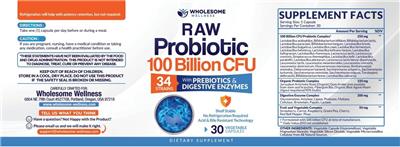 Raw Probiotic 100 Billion CFU label
