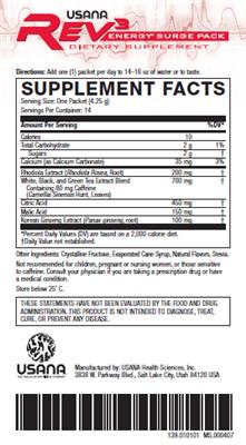 Rev3 Energy Surge Pack label