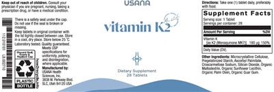 Vitamin K2 label