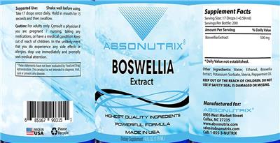 Boswellia Extract label