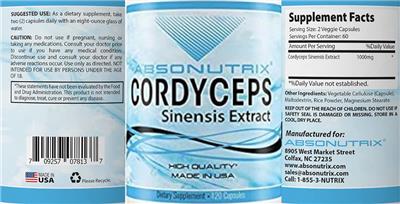 Cordyceps Sinensis Extract label