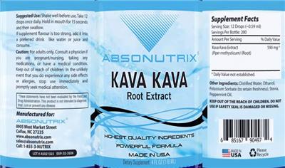 Kava Kava Root Extract label