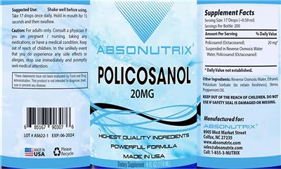Policosanol 20 mg label