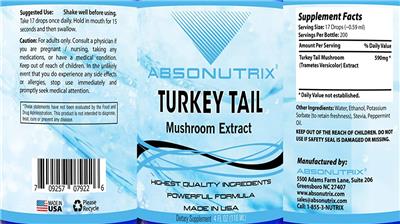 Turkey Tail Mushroom Extract label