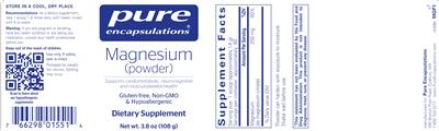 Magnesium (Powder) label