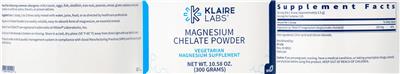 Magnesium Chelate Powder label