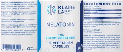 Melatonin 3 mg label