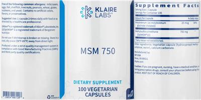 MSM 750 label