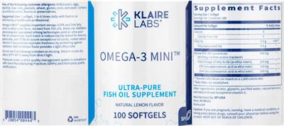 Omega-3 Mini Natural Lemon Flavor label