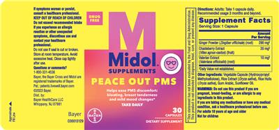 Midol Supplements Peace Out PMS label