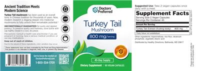 Turkey Tail Mushroom 800 mg label