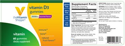Vitamin D3 Gummies 2000 IU label