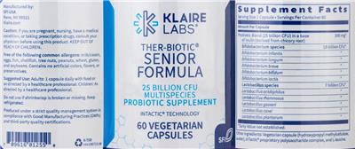Ther-Biotic Senior Formula label