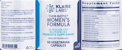 Ther-Biotic Women's Formula label