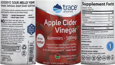 Apple Cider Vinegar Gummies 500 mg Strawberry Melon label