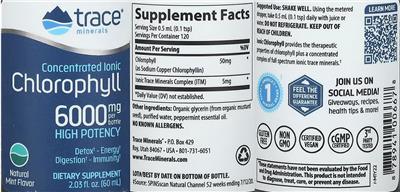 Concentrated Ionic Chlorophyll 6000 mg Natural Mint Flavor label