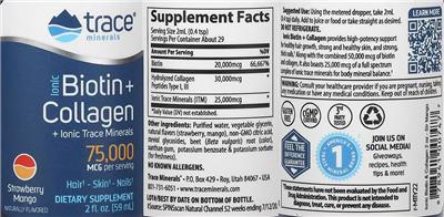 Ionic Biotin + Collagen 75,000 mcg Strawberry Mango label