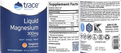 Liquid Magnesium 300 mg Tangerine label