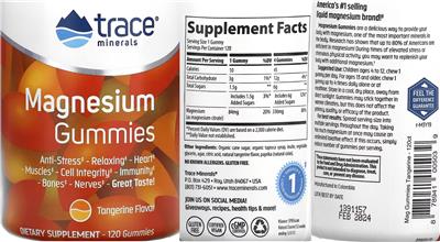 Magnesium Gummies Tangerine Flavor label