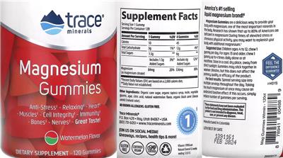 Magnesium Gummies Watermelon Flavor label