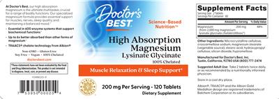 High Absorption Magnesium 200 mg label
