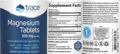 Magnesium Tablets 300 mg label