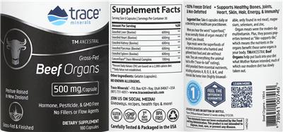 Grass-Fed Beef Organs 500 mg label