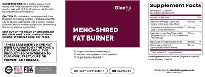 Meno-Shred Fat Burner label