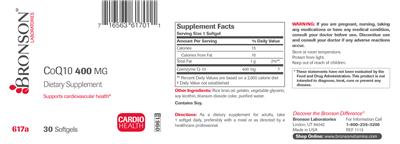CoQ10 400 mg label