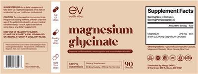 Magnesium Glycinate 275 mg label
