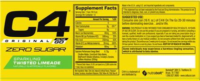 C4 Original On The Go Sparkling Twisted Lemonade label