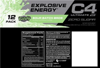 C4 Ultimate On The Go Zero Sugar Candy Shoppe Sour Batch Bros label