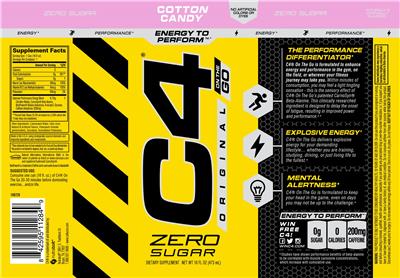 C4 Original On The Go Zero Sugar Cotton Candy label