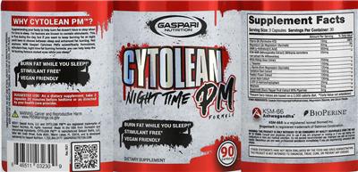 Cytolean Night Time PM Formula label