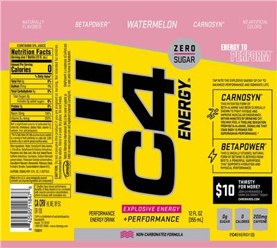 C4 Energy Zero Sugar Watermelon label