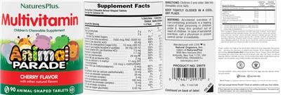 Multivitamin Cherry Flavor label