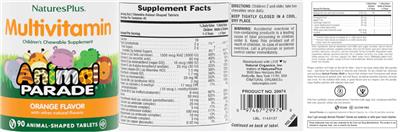 Multivitamin Orange Flavor label