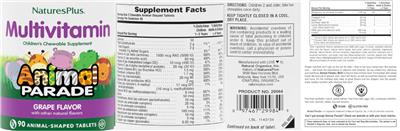 Multivitamin Grape Flavor label