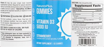 Vitamin D3 5000 IU Gummies Strawberry label