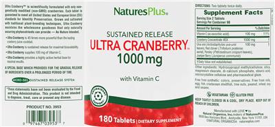 Ultra Cranberry 1000 mg label