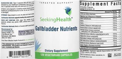 Gallbladder Nutrients label