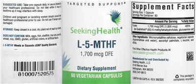 L-5-MTHF 1,700 mcg DFE label