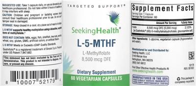 L-5-MTHF 8,500 mcg DFE label