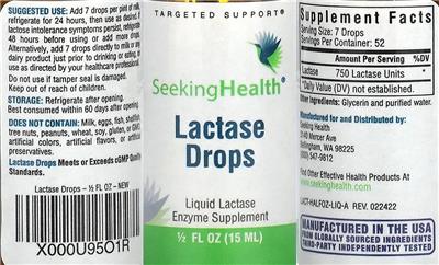 Lactase Drops label