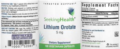 Lithium Orotate 5 mg label