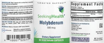 Molybdenum 500 mcg label